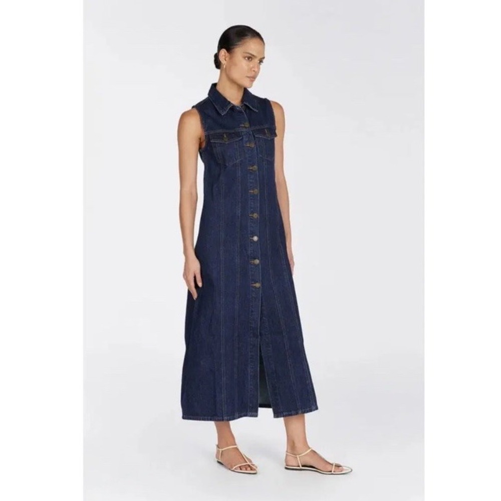 Dissh Lennon Indigo Dark Wash Denim Midi Dress Size US 2 Fall Comfort Western